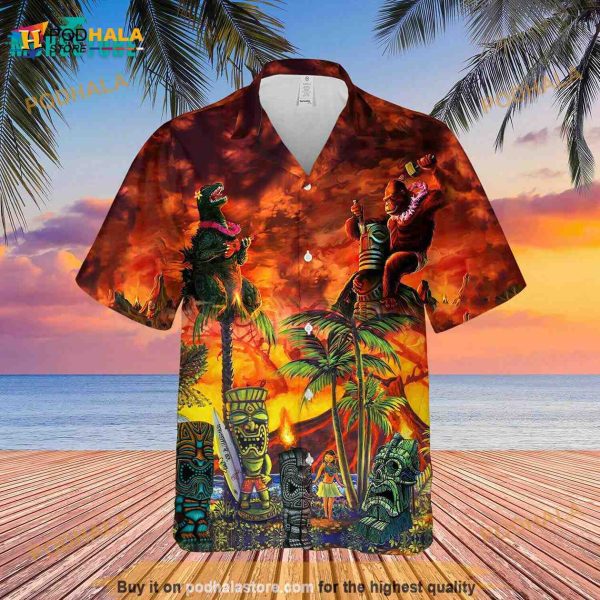 3D Godzilla And King Unisex Hawaiian Shirt