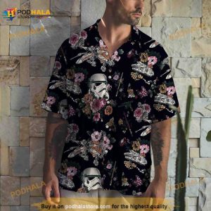 3D Tropical Floral Stormtrooper Button Shirt Tropical Hawaiian Shirt