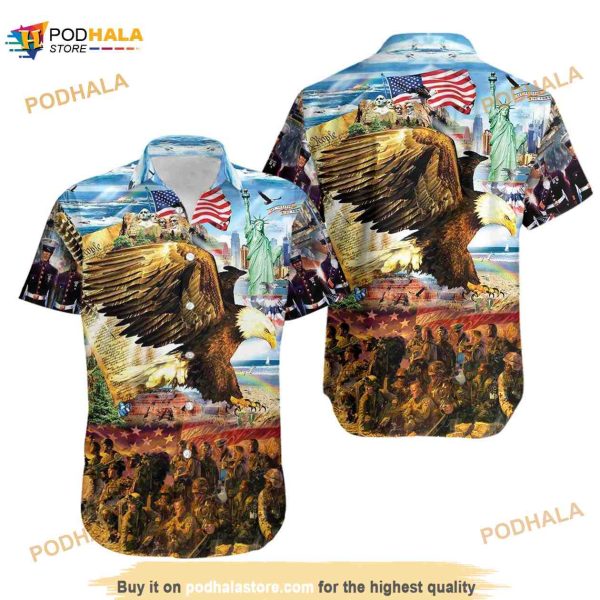 3D Veteran Call To Colors Freedom With Eagle Hawaiian Shirt