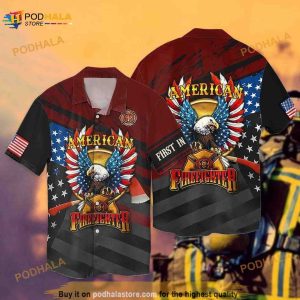 4th Of July American Firefighter Eagle Independence Day Hawaiian Shirt