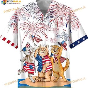 4th Of July Independence Day Cats Funny Hawaiian Shirt