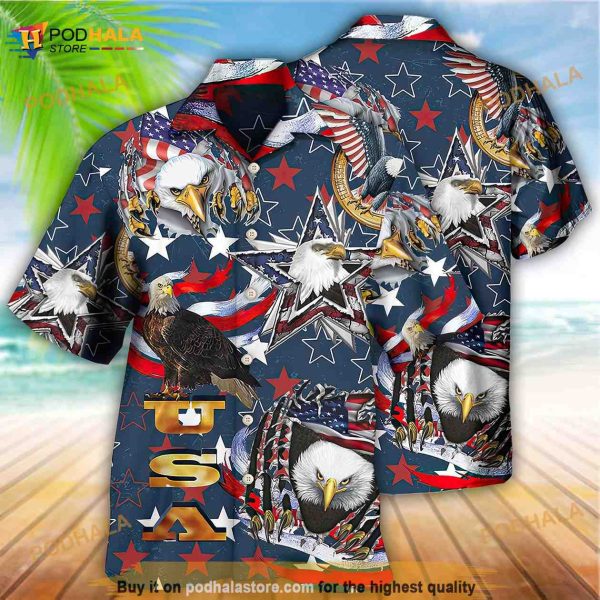 America Love Eagle Freedom Happy Hawaiian Shirt