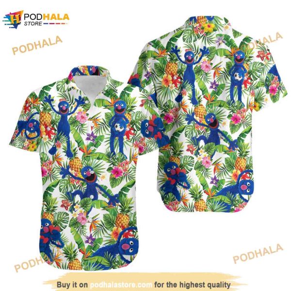 Animal Muppet Pineapple Tropical Short Sleeve Button Hawaiian Shirt