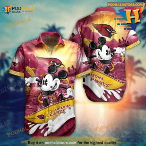 Arizona Cardinals NFL Hawaiian Shirt Mickey Graphic 3D Printed