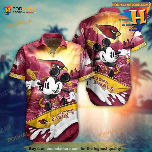 Arizona Cardinals NFL Hawaiian Shirt Mickey Graphic 3D Printed