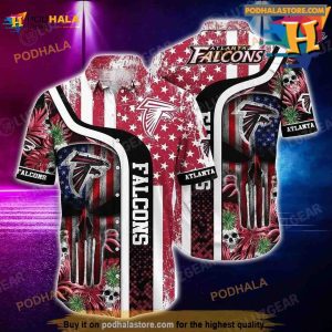 Atlanta Falcons NFL Hawaiian Shirt Graphic Tropical Patterns Skull Punisher 3D Printed Gift