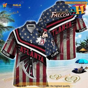 Atlanta Falcons NFL Hawaiian Shirt Mickey Graphic American Flag Printed 3D Gift For Fans