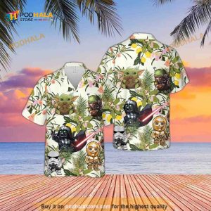 Baby Yoda Darth Vader Stormtrooper Wicket Star Wars Hawaiian Shirt Beach Gift