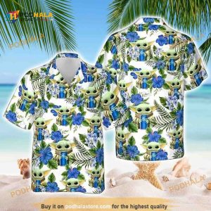 Baby Yoda Loves Bud Light Beer Star Wars Hawaiian Shirt