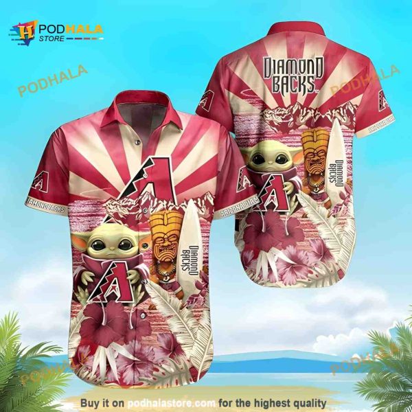 Baby Yoda Loves MLB Arizona Diamondbacks Star Wars Hawaiian Shirt