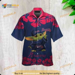 Baby Yoda Star Wars Hawaiian Shirt Loves Atlanta Braves Baseball Fans Gift