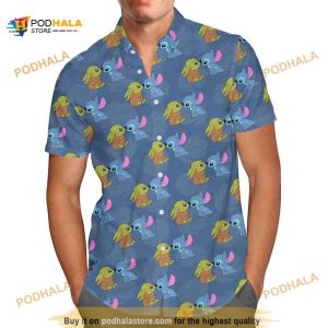 Baby Yoda Star Wars Hawaiian Shirt Loves Disney Stitch