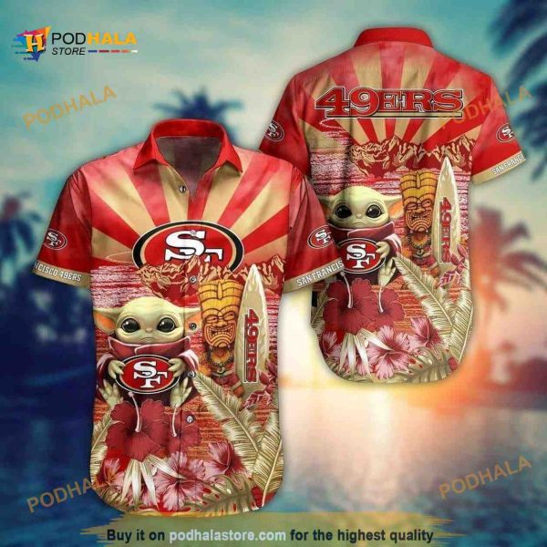 Baby Yoda Star Wars Hawaiian Shirt Loves NFL San Francisco 49ers