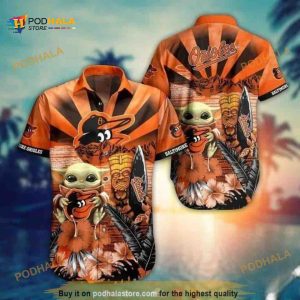 Baby Yoda Star Wars Hawaiian Shirt MLB Baltimore Orioles Beach Lovers Gift