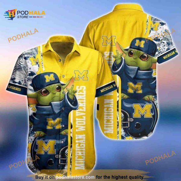 Baby Yoda Star Wars Hawaiian Shirt Michigan Wolverines Summer Beach Gift