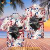 Black Angus Face Hibiscus Flower American Flag Hawaiian Shirt