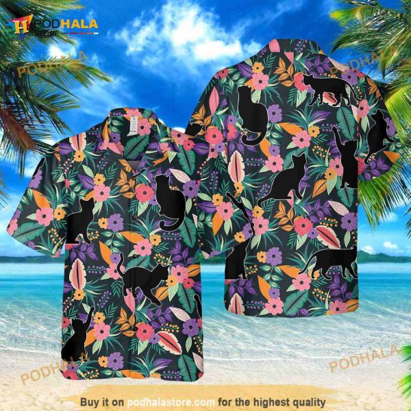 Black Cat 3D Funny Hawaiian Shirt