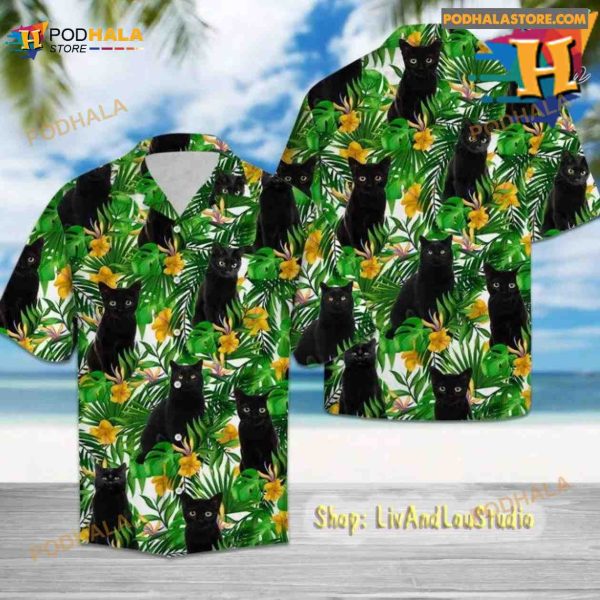 Black Cat Hawaiian Shirt