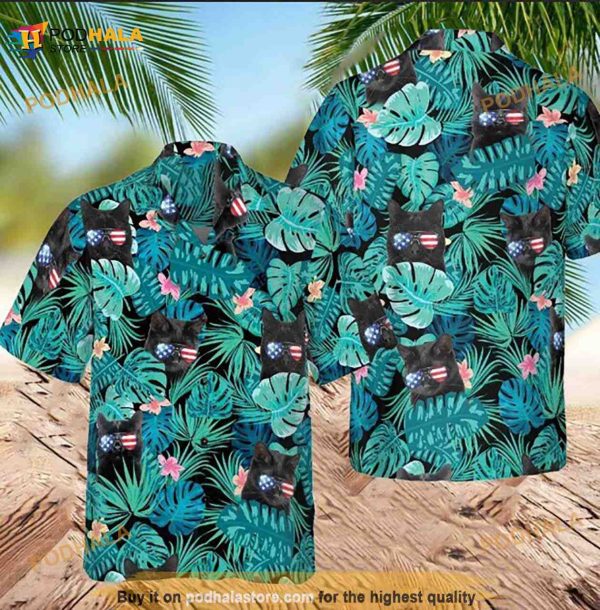 Black Cat Tropical 3D Funny Hawaiian Shirt