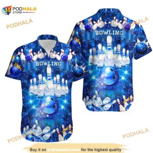 Blue Shinning Bowling King Hawaiian Shirt