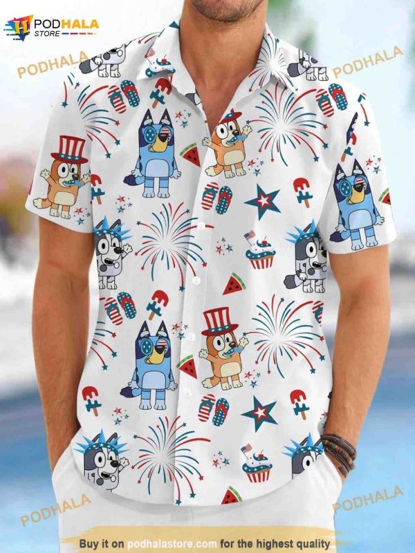 Bluey 4th Of July Button Shirt