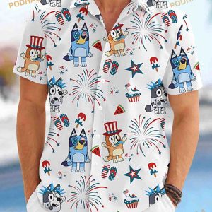 Bluey Family Print Beach Hawaii Shirt