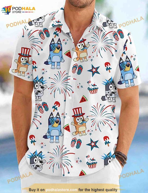 Bluey Family Print Beach Hawaii Shirt