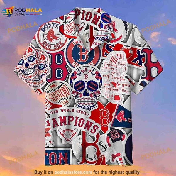 Boston Red Sox Skull 3D Funny Hawaiian Shirt