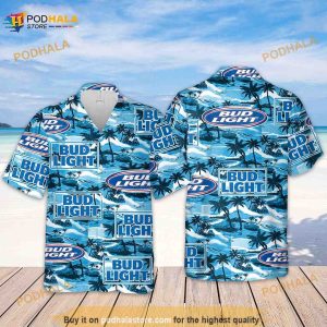 Bud Light Hawaiian Sea Island Pattern Hawaiian Shirt