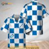 Bud Light Hawaiian Shirt Blue Gingham Pattern