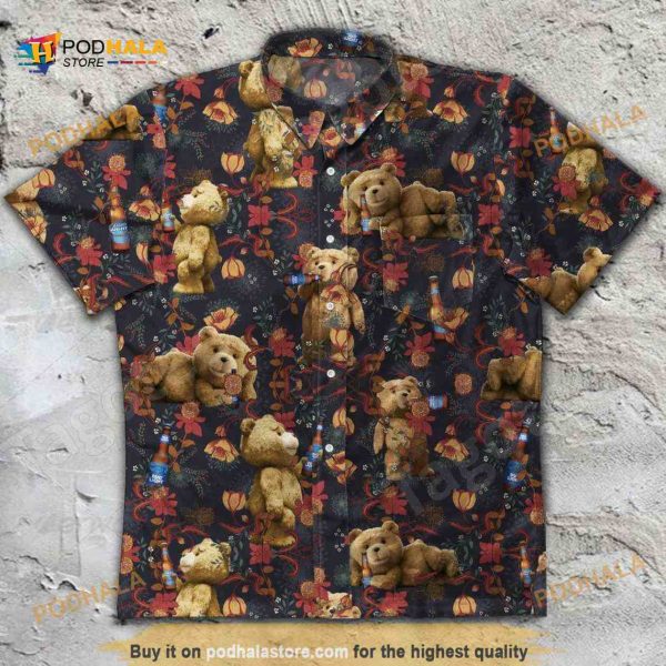 Bud Light Hawaiian Shirt Funny Ted Bear Drinking Beer