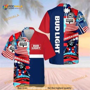 Bud Light Hawaiian Shirt July 4th Independence Day Broadway South Beach