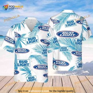 Bud Light Hawaiian Shirt Palm Leaves Pattern Beer Lovers Gift