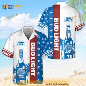 Bud Light Hawaiian Shirt Stars And Beer Can Gift For Beer Drinkers