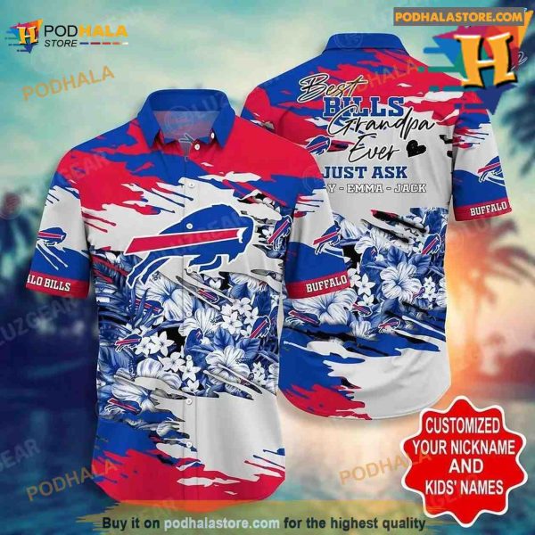 Buffalo Bills NFL Football Hawaiian Shirt Personalized Custom Your Nick Name And Childs Name