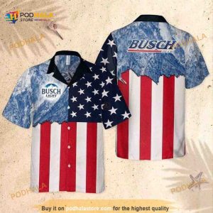 Busch Light Hawaiian Shirt American Flag Beach Gift For Beer Drinkers