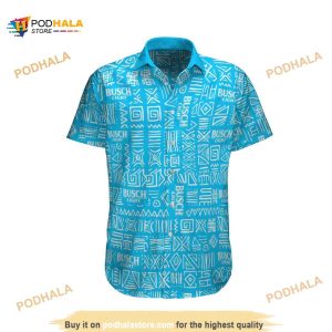 Busch Light Hawaiian Shirt Blue Tribal Pattern All Over Print