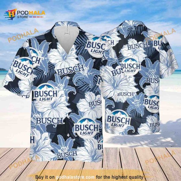 Busch Light Hawaiian Shirt Flower Pattern Beach Gift For Friend