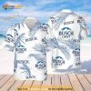 Busch Light Hawaiian Shirt Palm Leaves Pattern On White Theme