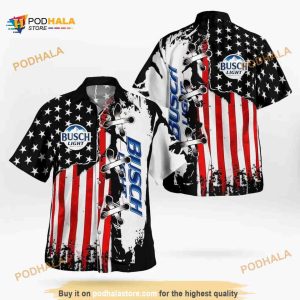 Busch Light Hawaiian Shirt Special American Flag