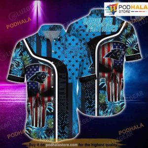 Carolina Panthers NFL Hawaiian Shirt Tropical Pattern Skull Punisher