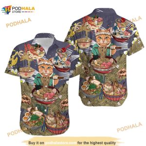 Cat Eating Ramen Lovely Hawaiian Shirt