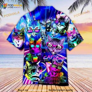 Cats Play DJ Neon Hawaiian Shirt