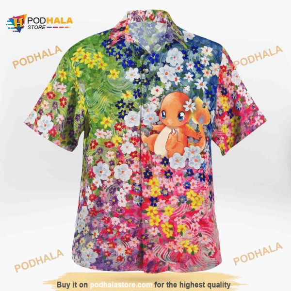 Charmander Summer Flowers Beach Pokemon Hawaiian Shirt