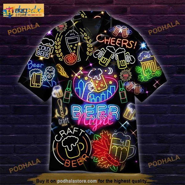 Cheers Beer Night Neon Hawaiian Shirt