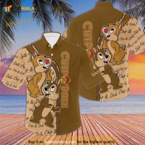 Chipmunks Chip & Dale Brown Stripes Disney Hawaiian Shirt