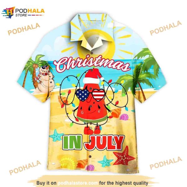 Christmas In July Sunglasses Watermelon USA Xmas Funny Hawaiian Shirt