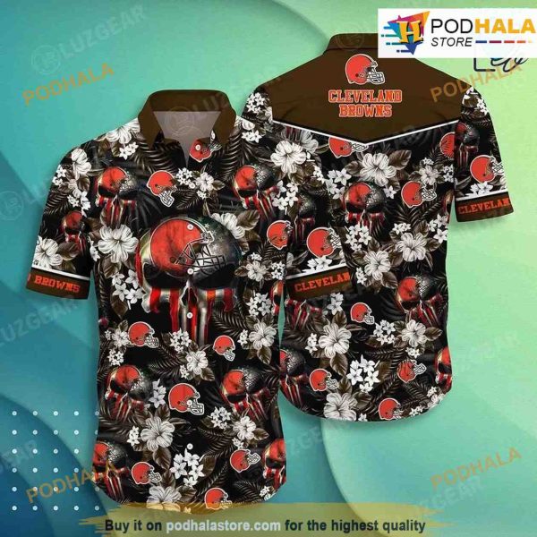 Cleveland Browns NFL Hawaiian Shirt Skull Punisher Printed Summer For Your Loved Ones