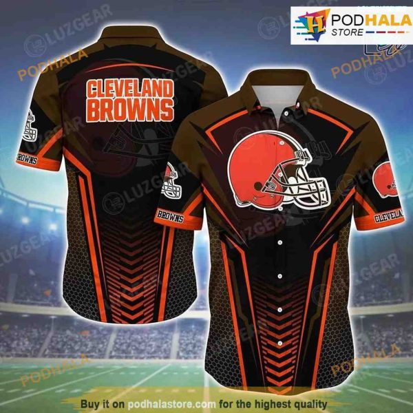 Cleveland Browns NFL Team Football Beach Shirt Summer Button Down Hawaiian Shirt Best Fan Ever