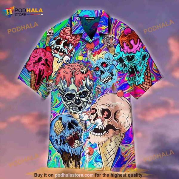 Clown Ice Cream Skull Hawaiian Shirt